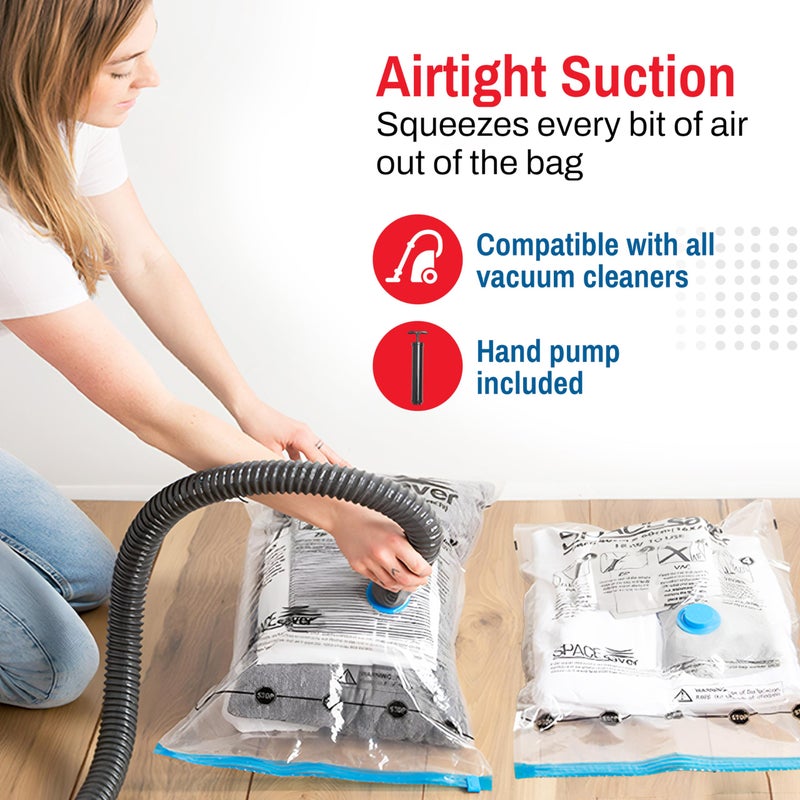 Spacesaver 10 Pack Small Vacuum Storage Bags for Comforters, Blankets & Clothes â€“ Vacuum Sealed Compression Bags with Hand Pump â€“ Space Saver Storage Bags for Bedding, Moving, Travel & Organization - Image 4